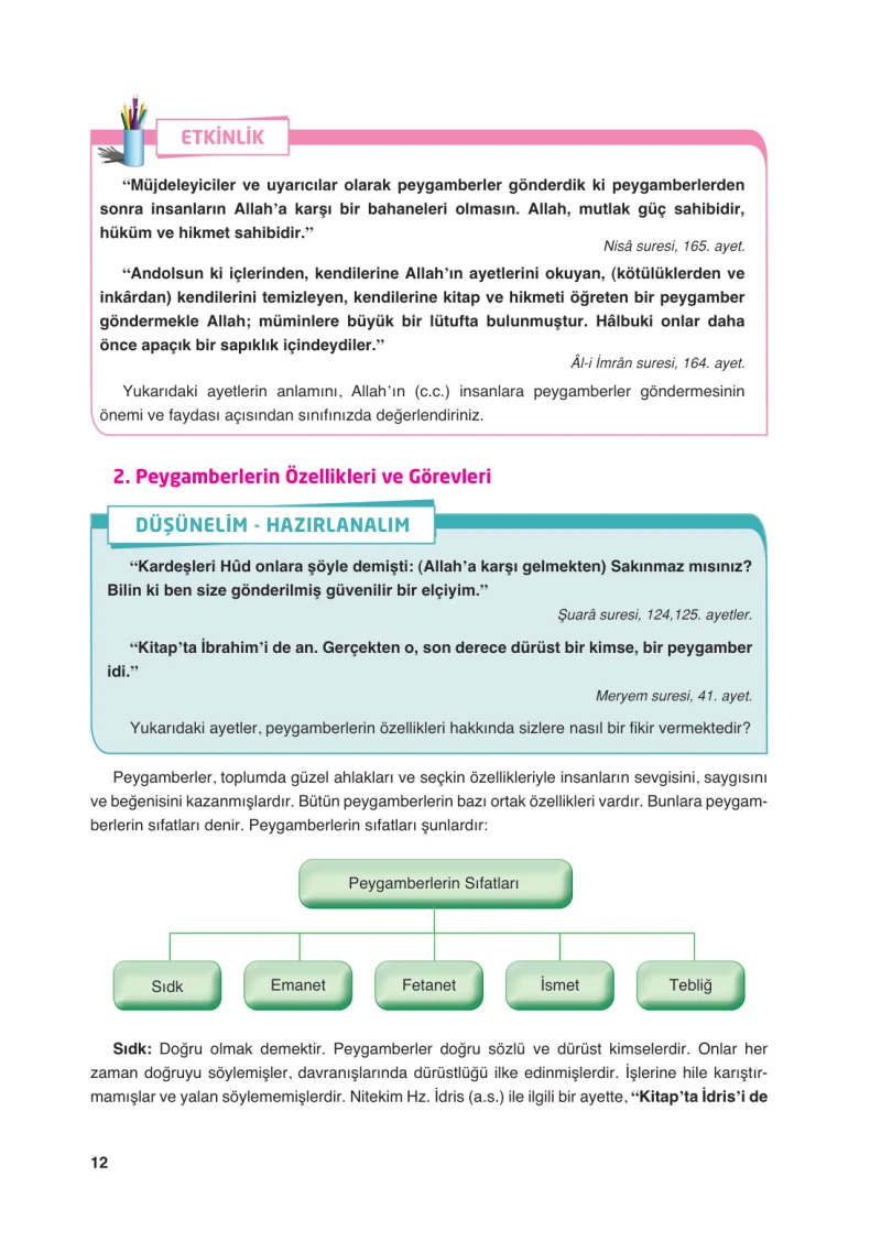 6. Sınıf Din Kültürü ve Ahlak Bilgisi Ders Kitabı Cevapları FCM Yayıncılık Sayfa 12