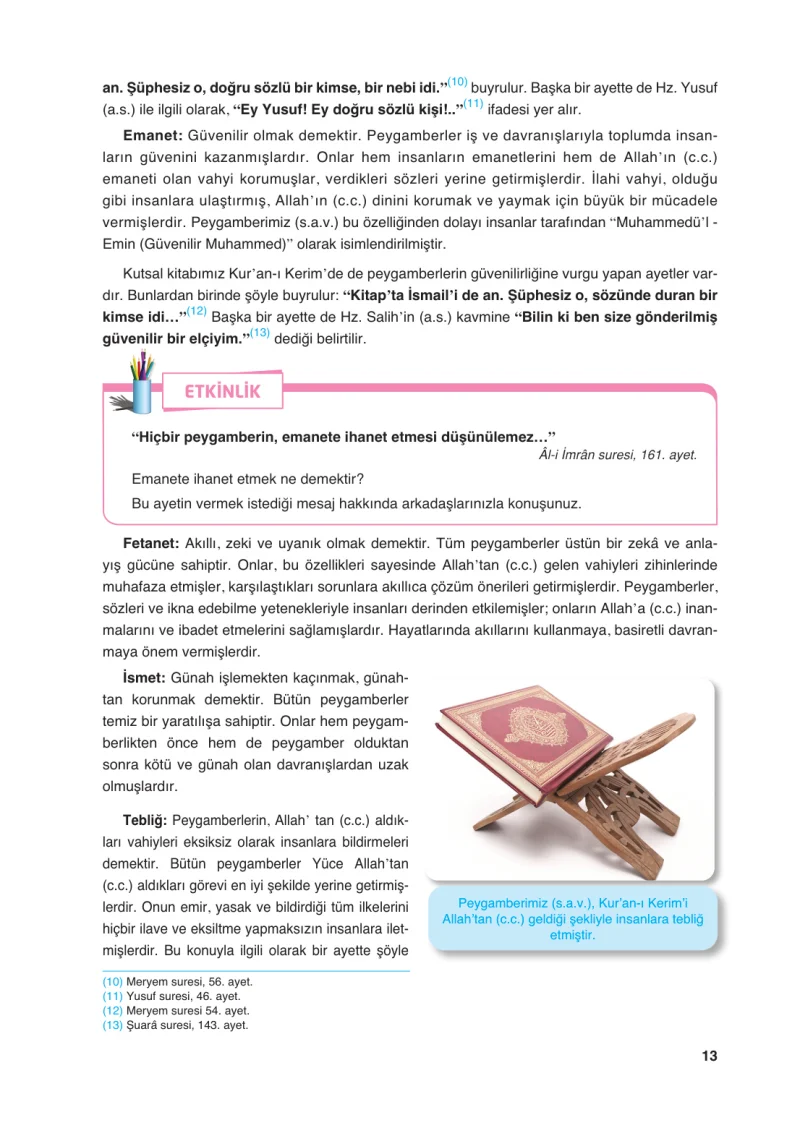 6. Sınıf Din Kültürü ve Ahlak Bilgisi Ders Kitabı Cevapları FCM Yayıncılık Sayfa 13