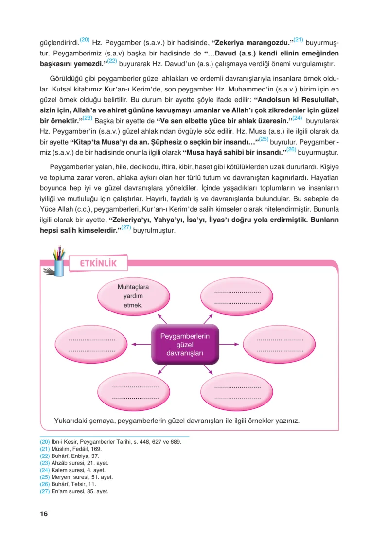 6. Sınıf Din Kültürü ve Ahlak Bilgisi Ders Kitabı Cevapları FCM Yayıncılık Sayfa 16