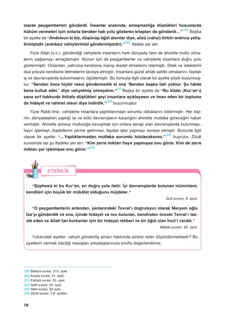 6. Sınıf Din Kültürü ve Ahlak Bilgisi Ders Kitabı Cevapları FCM Yayıncılık Sayfa 18