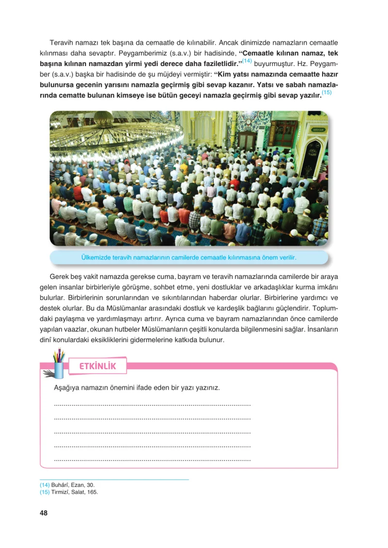 6. Sınıf Din Kültürü ve Ahlak Bilgisi Ders Kitabı Cevapları FCM Yayıncılık Sayfa 48