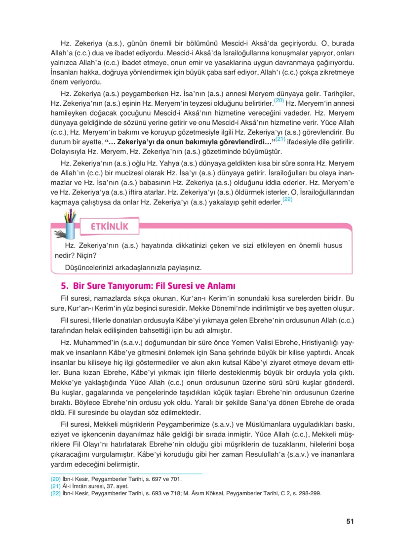 6. Sınıf Din Kültürü ve Ahlak Bilgisi Ders Kitabı Cevapları FCM Yayıncılık Sayfa 51