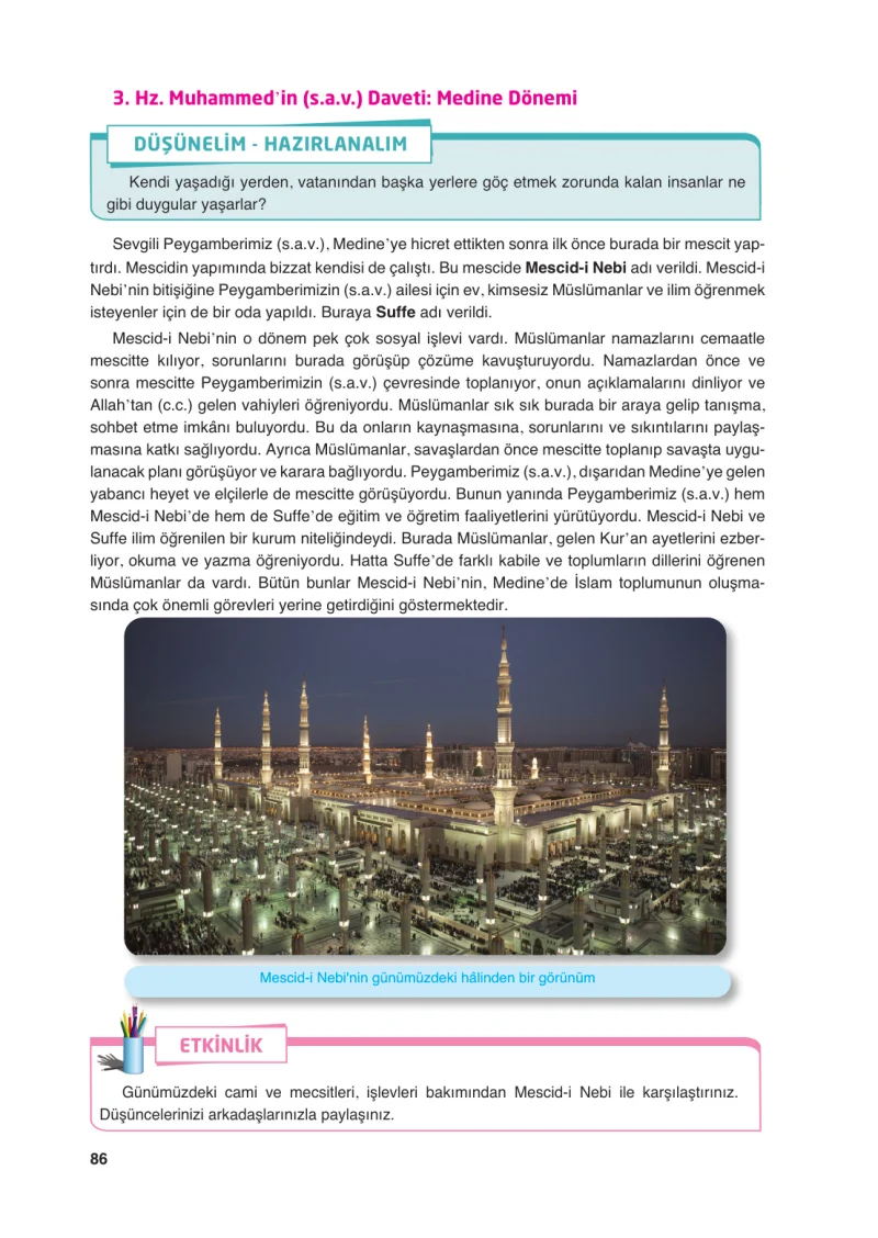 6. Sınıf Din Kültürü ve Ahlak Bilgisi Ders Kitabı Cevapları FCM Yayıncılık Sayfa 86