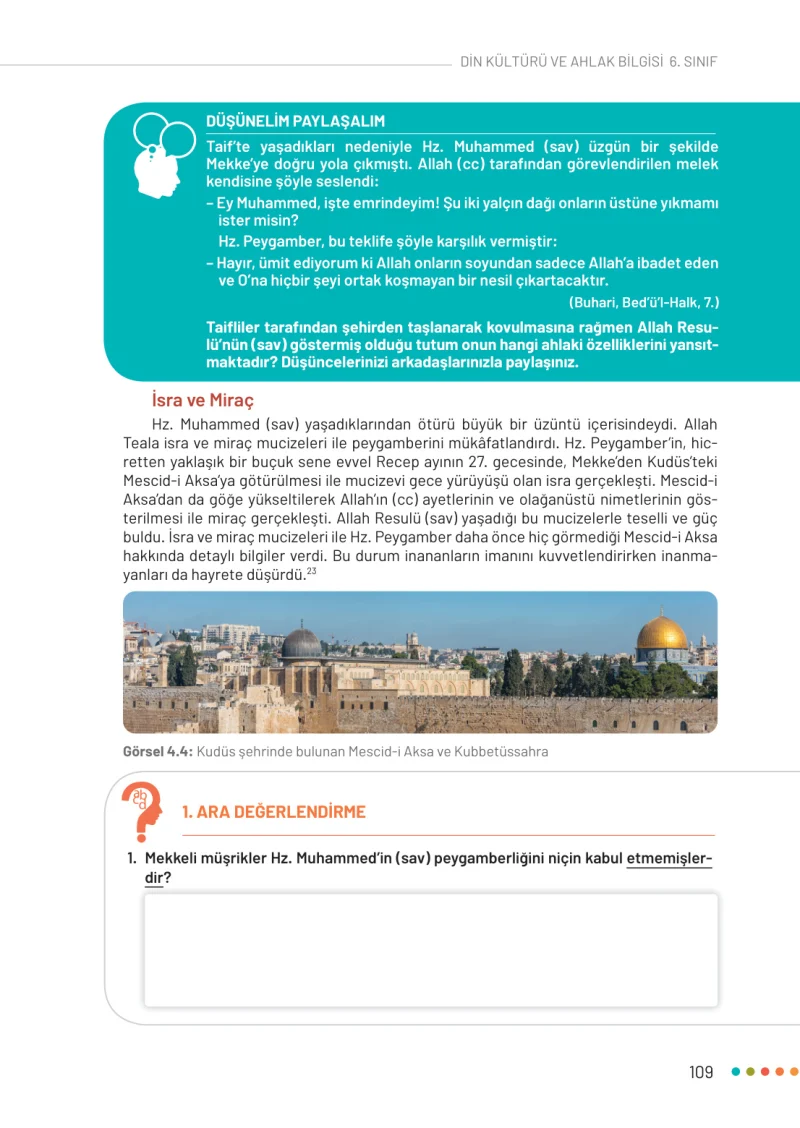 6. Sınıf Din Kültürü ve Ahlak Bilgisi Ders Kitabı Cevapları Meb Yayınları Sayfa 109