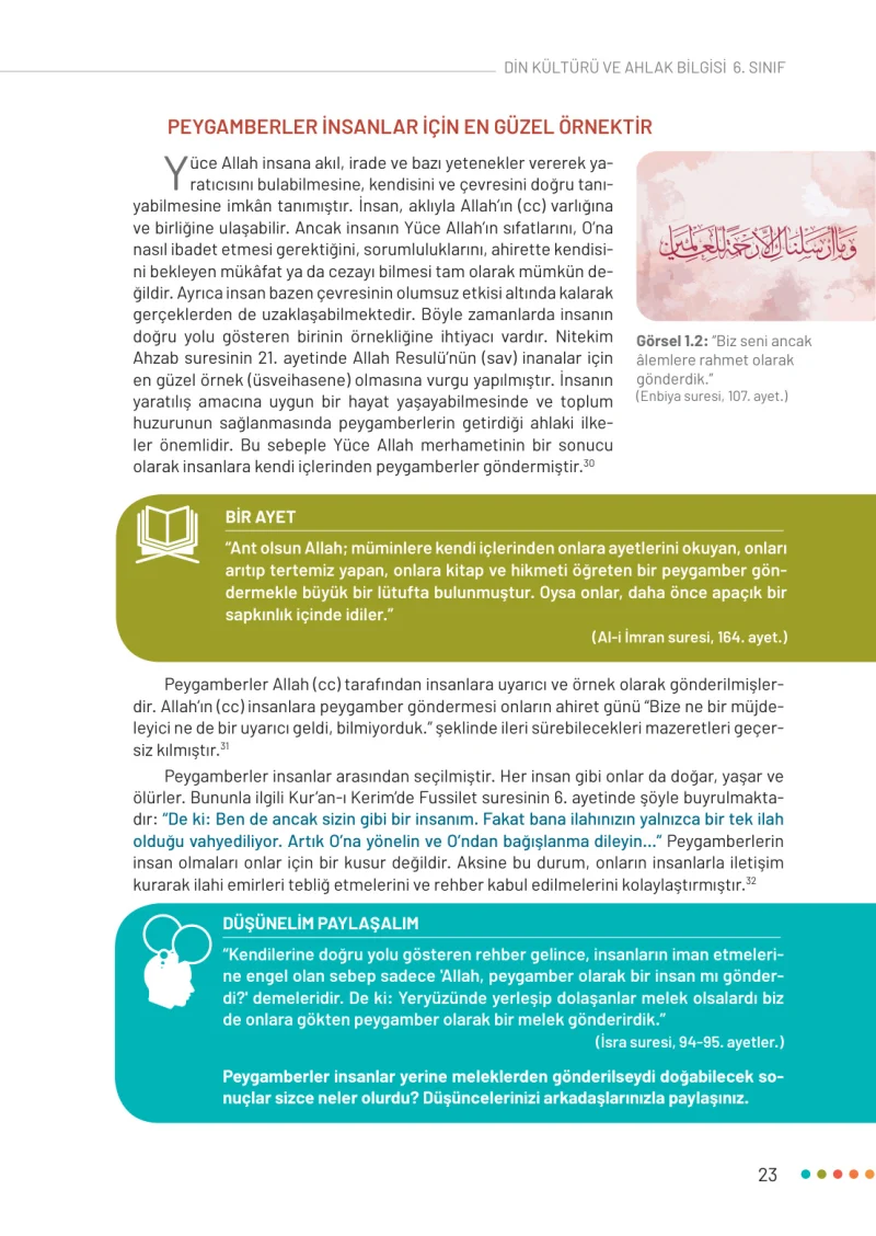 6. Sınıf Din Kültürü ve Ahlak Bilgisi Ders Kitabı Cevapları Meb Yayınları Sayfa 23