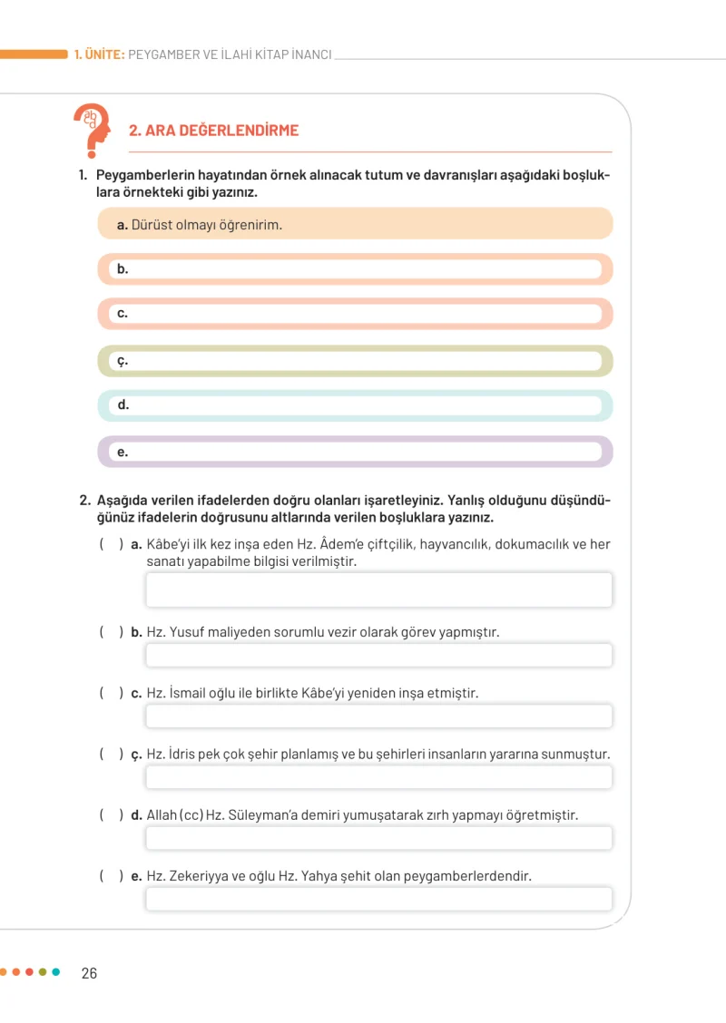 6. Sınıf Din Kültürü ve Ahlak Bilgisi Ders Kitabı Cevapları Meb Yayınları Sayfa 26