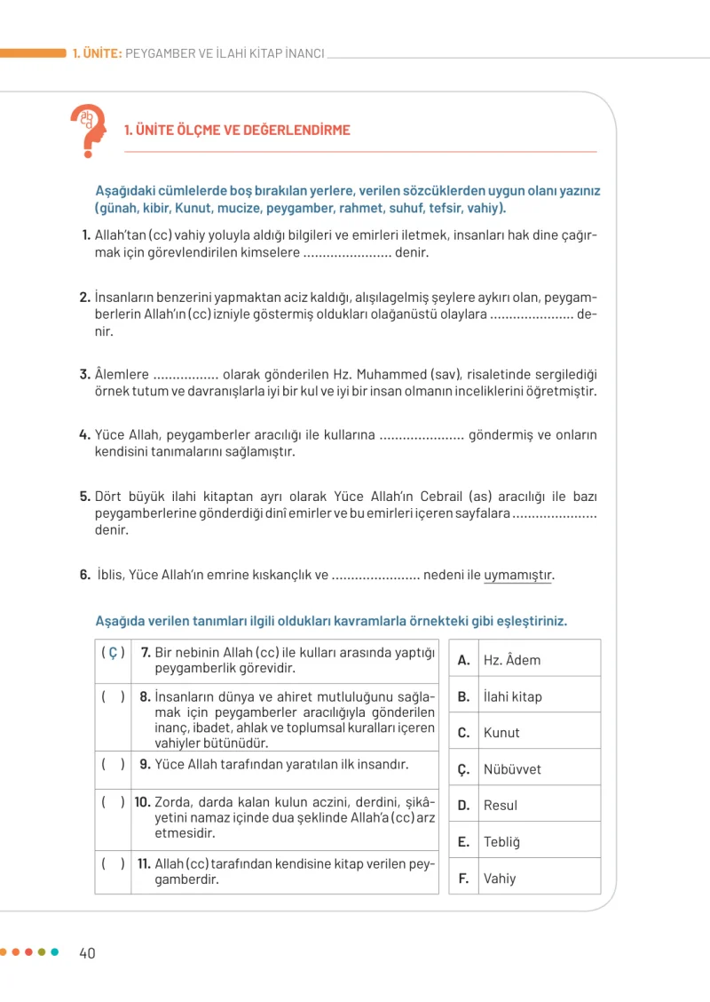 6. Sınıf Din Kültürü ve Ahlak Bilgisi Ders Kitabı Cevapları Meb Yayınları Sayfa 40