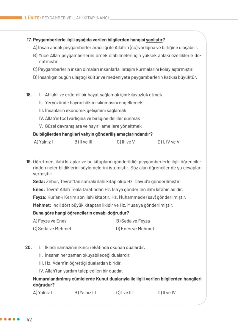 6. Sınıf Din Kültürü ve Ahlak Bilgisi Ders Kitabı Cevapları Meb Yayınları Sayfa 42