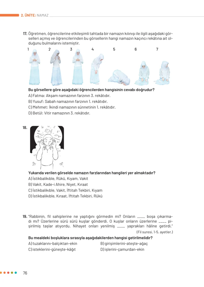6. Sınıf Din Kültürü ve Ahlak Bilgisi Ders Kitabı Cevapları Meb Yayınları Sayfa 76