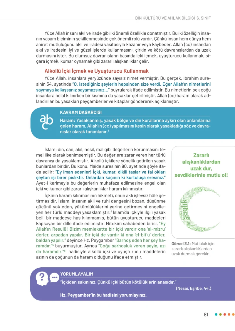6. Sınıf Din Kültürü ve Ahlak Bilgisi Ders Kitabı Cevapları Meb Yayınları Sayfa 81