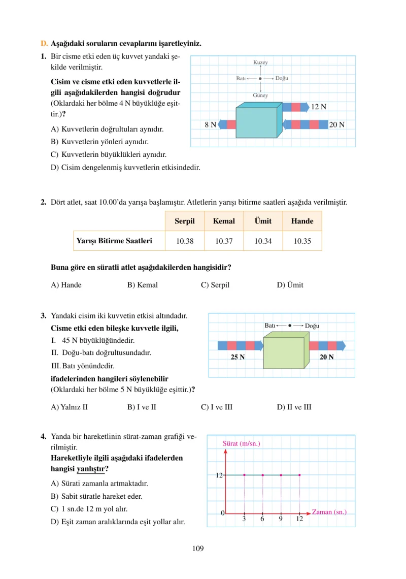 6. Sınıf Fen Bilimleri Ders Kitabı Cevapları Adım Adım Yayınları Sayfa 109