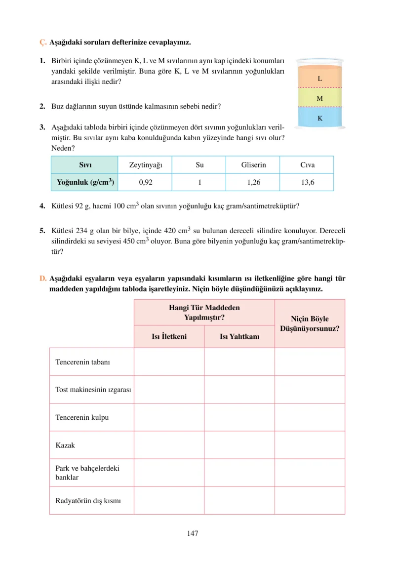 6. Sınıf Fen Bilimleri Ders Kitabı Cevapları Adım Adım Yayınları Sayfa 147