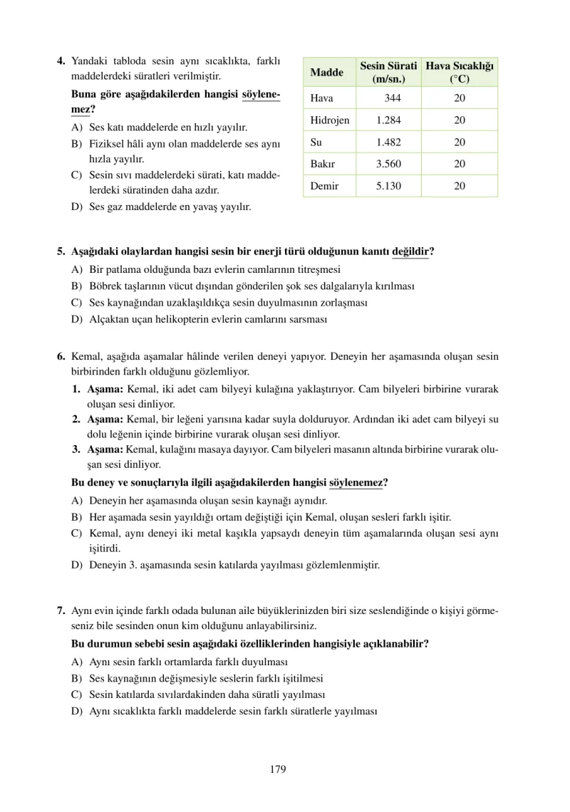 6. Sınıf Fen Bilimleri Ders Kitabı Cevapları Adım Adım Yayınları Sayfa 179