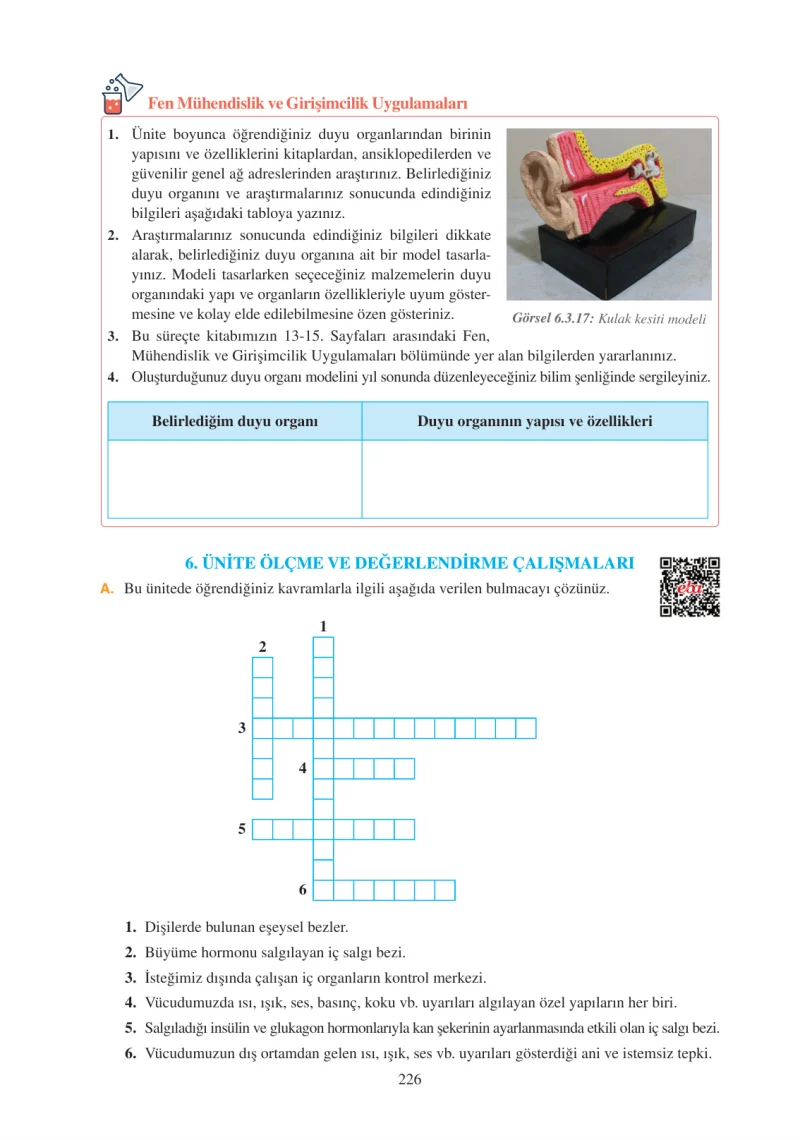 6. Sınıf Fen Bilimleri Ders Kitabı Cevapları Adım Adım Yayınları Sayfa 226