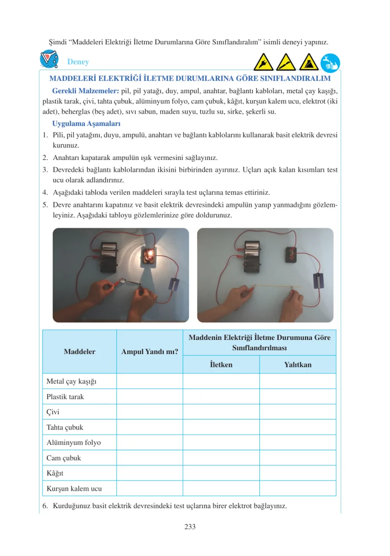 6. Sınıf Fen Bilimleri Ders Kitabı Cevapları Adım Adım Yayınları Sayfa 233