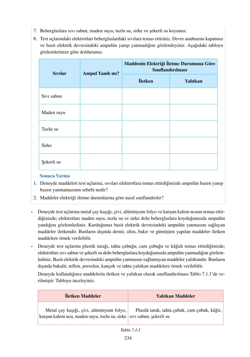 6. Sınıf Fen Bilimleri Ders Kitabı Cevapları Adım Adım Yayınları Sayfa 234