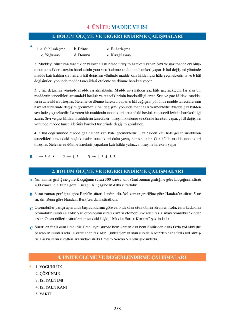 6. Sınıf Fen Bilimleri Ders Kitabı Cevapları Adım Adım Yayınları Sayfa 258