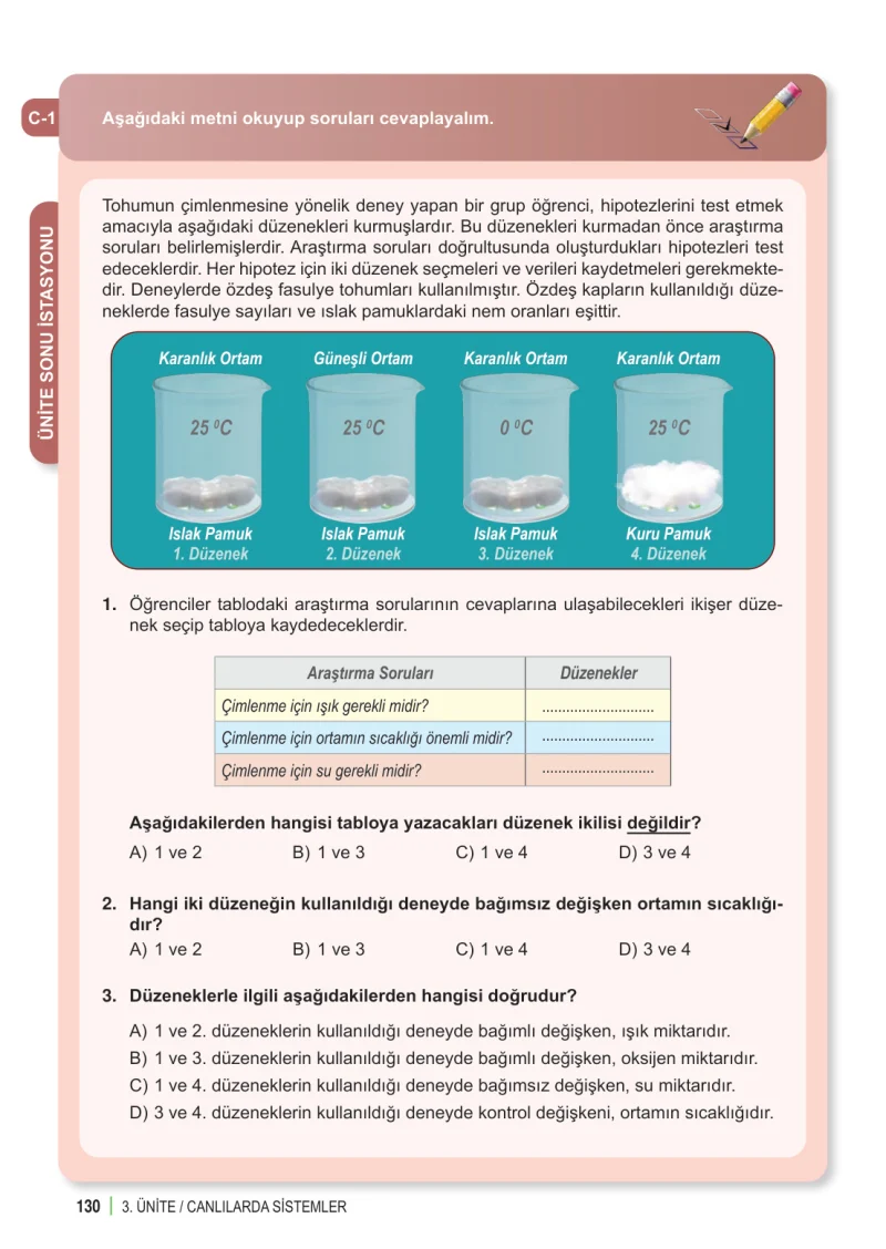 6. Sınıf Fen Bilimleri Ders Kitabı Cevapları Meb Yayınları 1. Kitap Sayfa 130