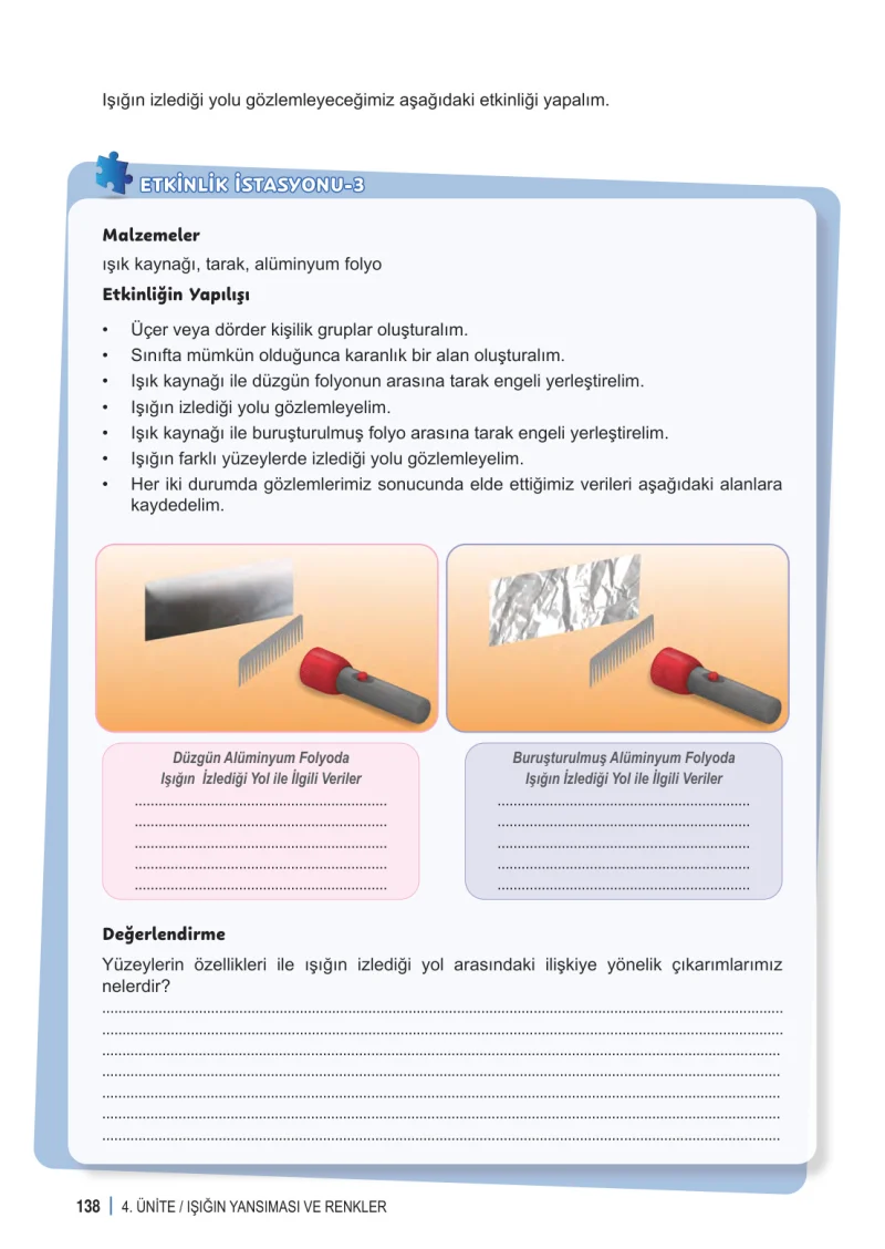 6. Sınıf Fen Bilimleri Ders Kitabı Cevapları Meb Yayınları 1. Kitap Sayfa 138