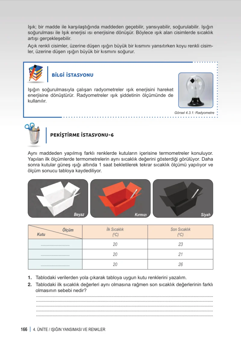 6. Sınıf Fen Bilimleri Ders Kitabı Cevapları Meb Yayınları 1. Kitap Sayfa 166