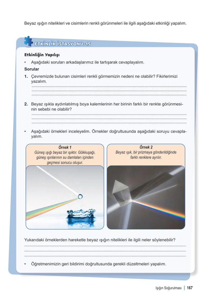 6. Sınıf Fen Bilimleri Ders Kitabı Cevapları Meb Yayınları 1. Kitap Sayfa 167