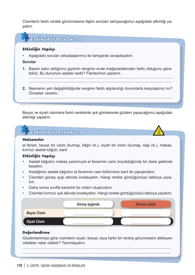 6. Sınıf Fen Bilimleri Ders Kitabı Cevapları Meb Yayınları 1. Kitap Sayfa 170