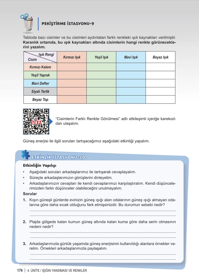 6. Sınıf Fen Bilimleri Ders Kitabı Cevapları Meb Yayınları 1. Kitap Sayfa 174