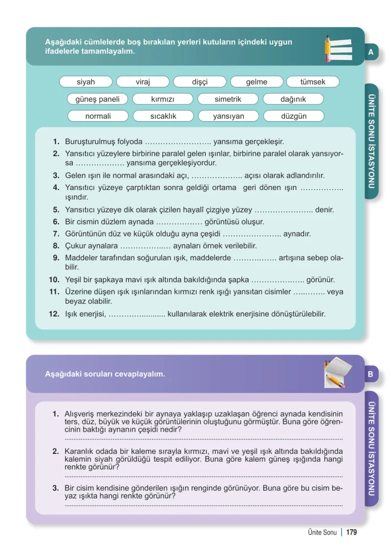 6. Sınıf Fen Bilimleri Ders Kitabı Cevapları Meb Yayınları 1. Kitap Sayfa 179