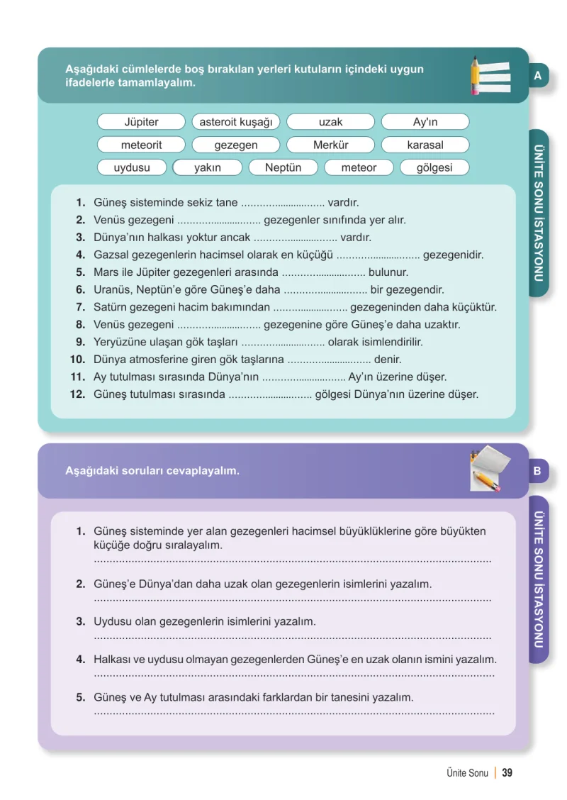 6. Sınıf Fen Bilimleri Ders Kitabı Cevapları Meb Yayınları 1. Kitap Sayfa 39