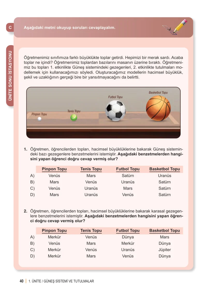 6. Sınıf Fen Bilimleri Ders Kitabı Cevapları Meb Yayınları 1. Kitap Sayfa 40