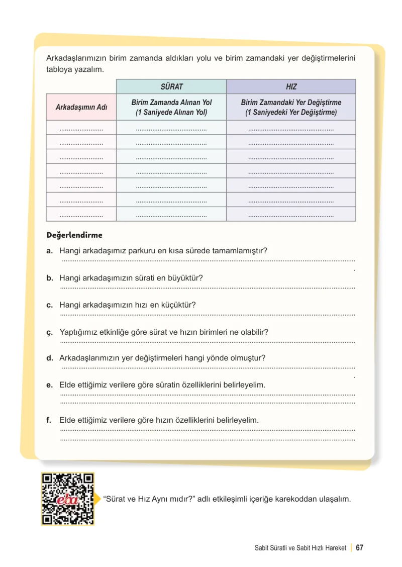 6. Sınıf Fen Bilimleri Ders Kitabı Cevapları Meb Yayınları 1. Kitap Sayfa 67