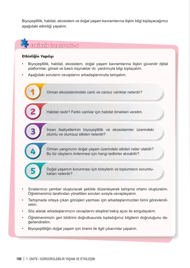 6. Sınıf Fen Bilimleri Ders Kitabı Cevapları Meb Yayınları 2. Kitap Sayfa 106
