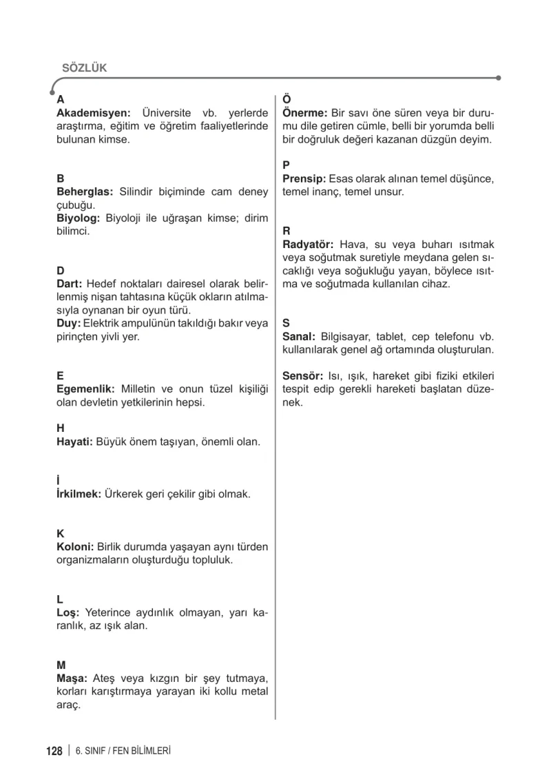 6. Sınıf Fen Bilimleri Ders Kitabı Cevapları Meb Yayınları 2. Kitap Sayfa 128