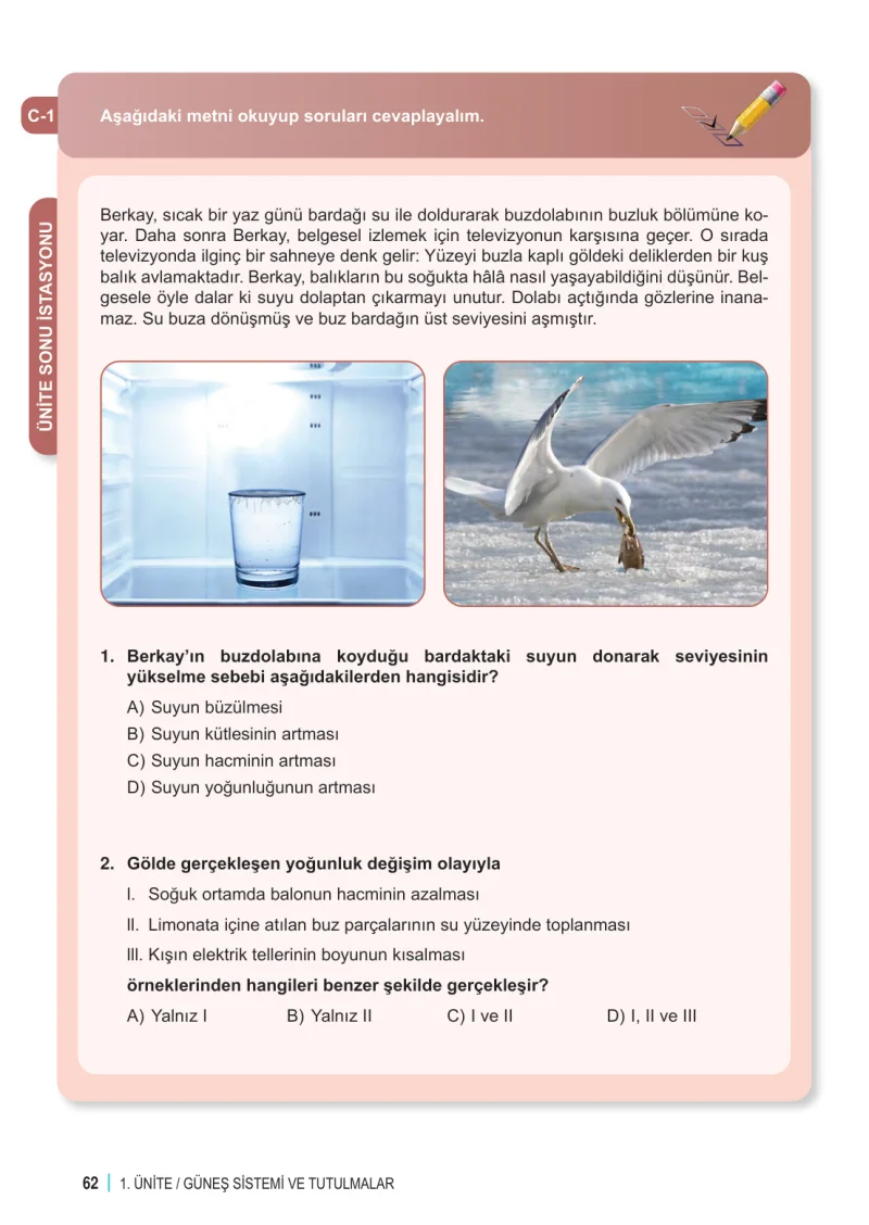 6. Sınıf Fen Bilimleri Ders Kitabı Cevapları Meb Yayınları 2. Kitap Sayfa 62