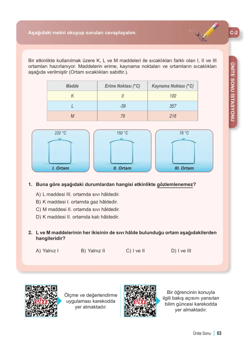 6. Sınıf Fen Bilimleri Ders Kitabı Cevapları Meb Yayınları 2. Kitap Sayfa 63