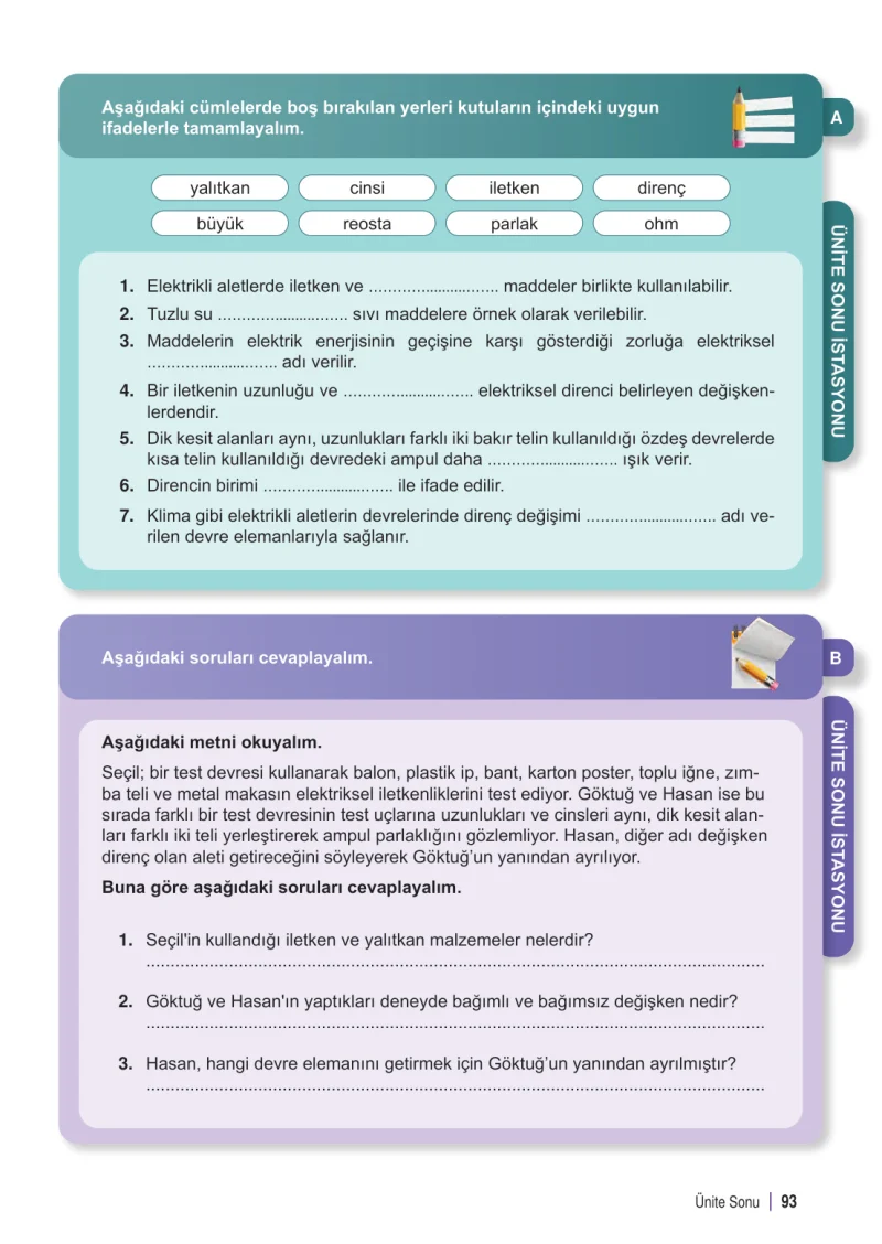 6. Sınıf Fen Bilimleri Ders Kitabı Cevapları Meb Yayınları 2. Kitap Sayfa 93