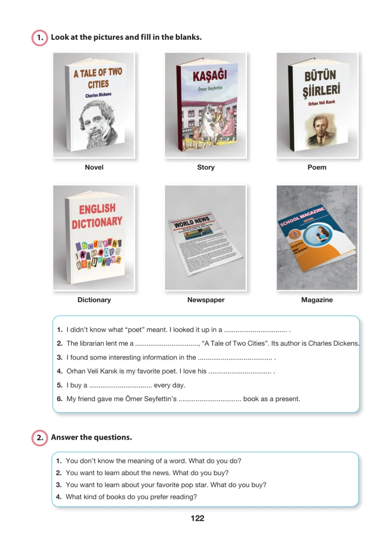 6. Sınıf İngilizce Ders Kitabı Cevapları Hecce Yayınları Sayfa 122