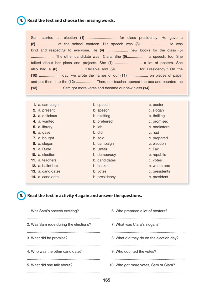 6. Sınıf İngilizce Ders Kitabı Cevapları Hecce Yayınları Sayfa 165