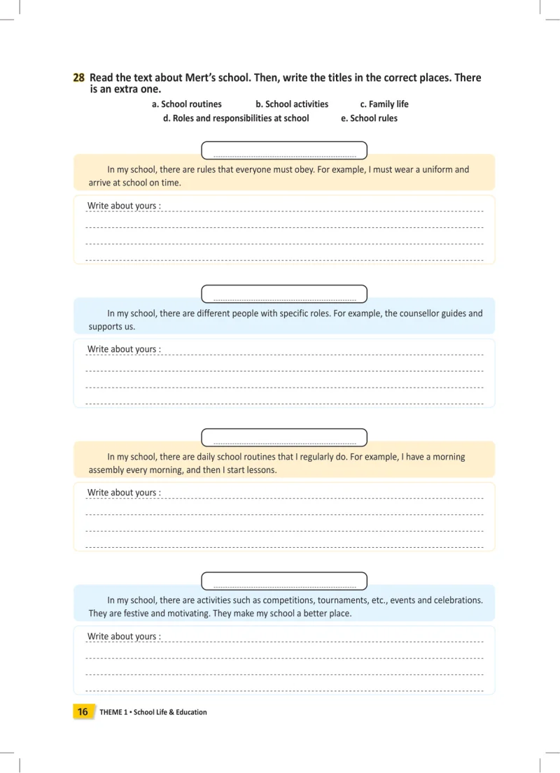6. Sınıf İngilizce Ders Kitabı Cevapları Meb Yayınları Work Book Sayfa 16