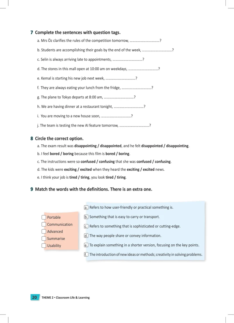 6. Sınıf İngilizce Ders Kitabı Cevapları Meb Yayınları Work Book Sayfa 20
