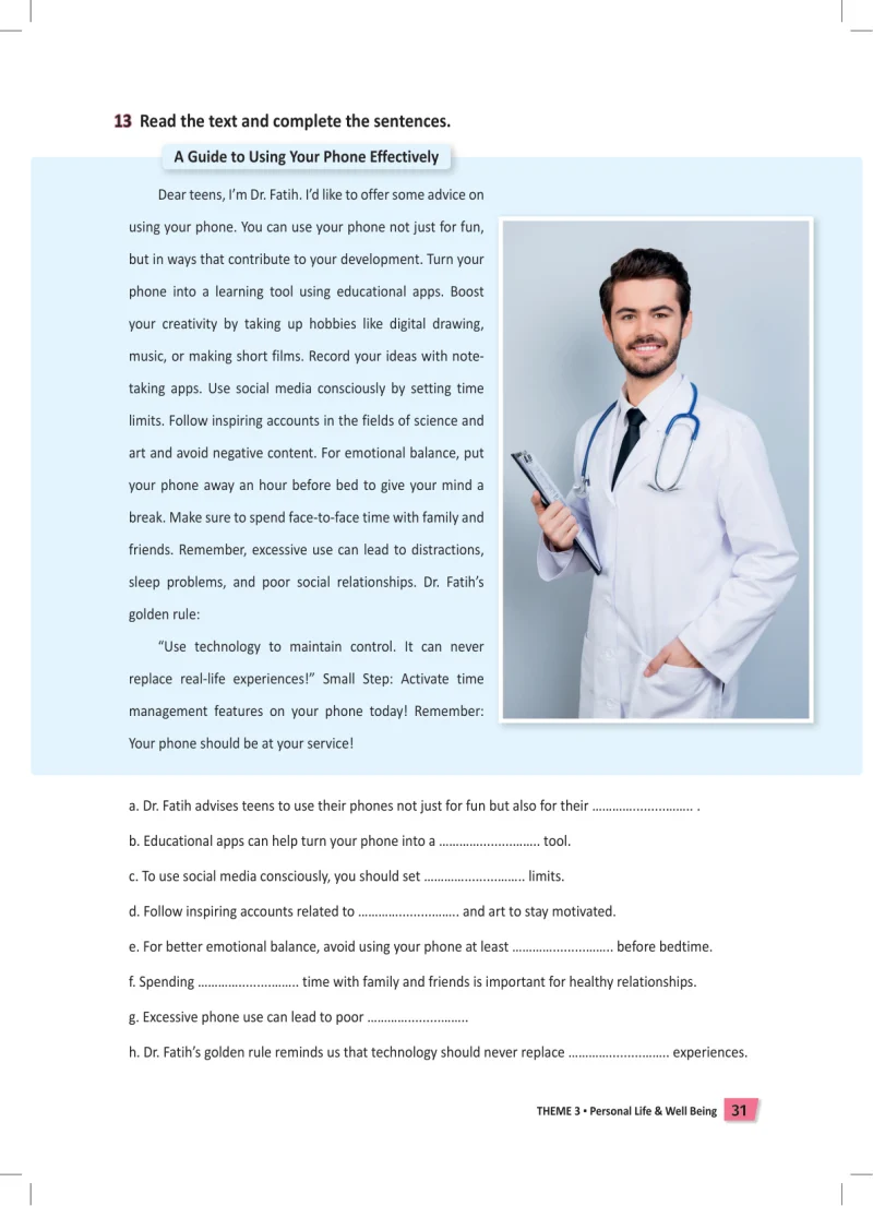 6. Sınıf İngilizce Ders Kitabı Cevapları Meb Yayınları Work Book Sayfa 31