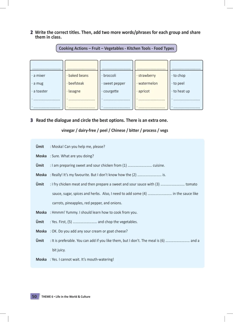 6. Sınıf İngilizce Ders Kitabı Cevapları Meb Yayınları Work Book Sayfa 50