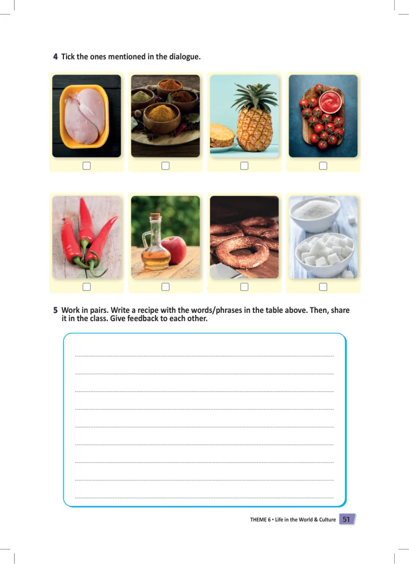 6. Sınıf İngilizce Ders Kitabı Cevapları Meb Yayınları Work Book Sayfa 51