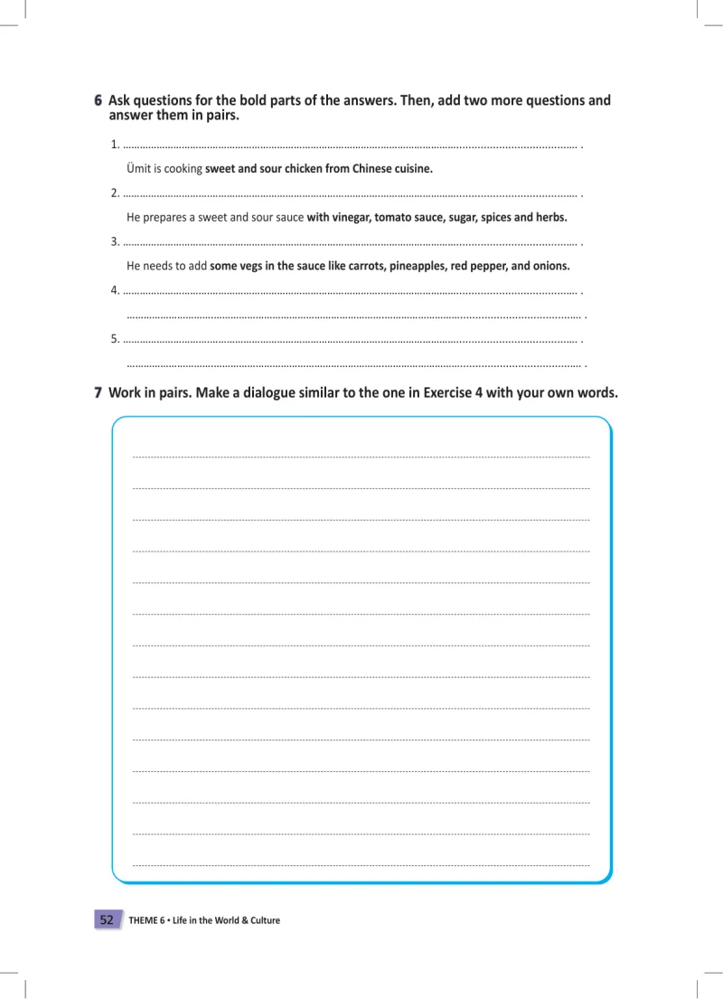 6. Sınıf İngilizce Ders Kitabı Cevapları Meb Yayınları Work Book Sayfa 52