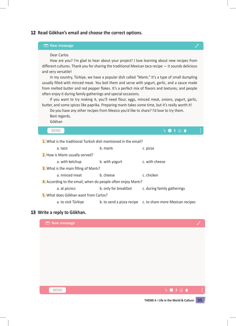 6. Sınıf İngilizce Ders Kitabı Cevapları Meb Yayınları Work Book Sayfa 55