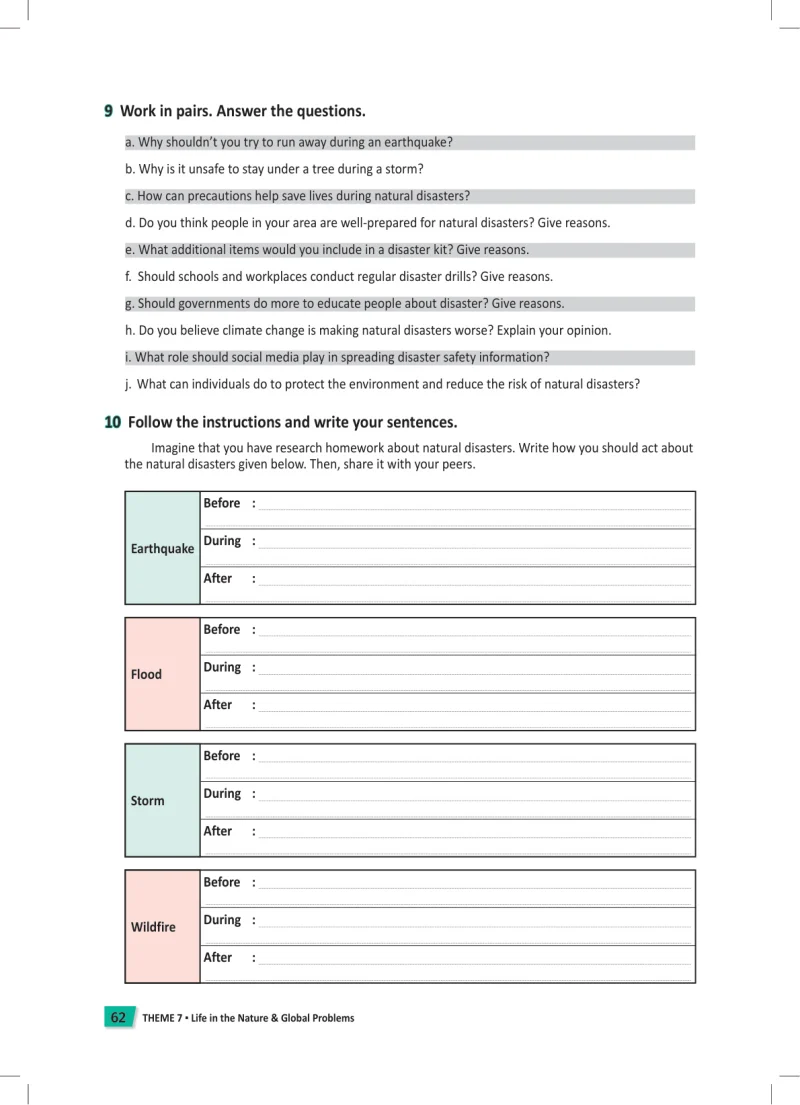 6. Sınıf İngilizce Ders Kitabı Cevapları Meb Yayınları Work Book Sayfa 62