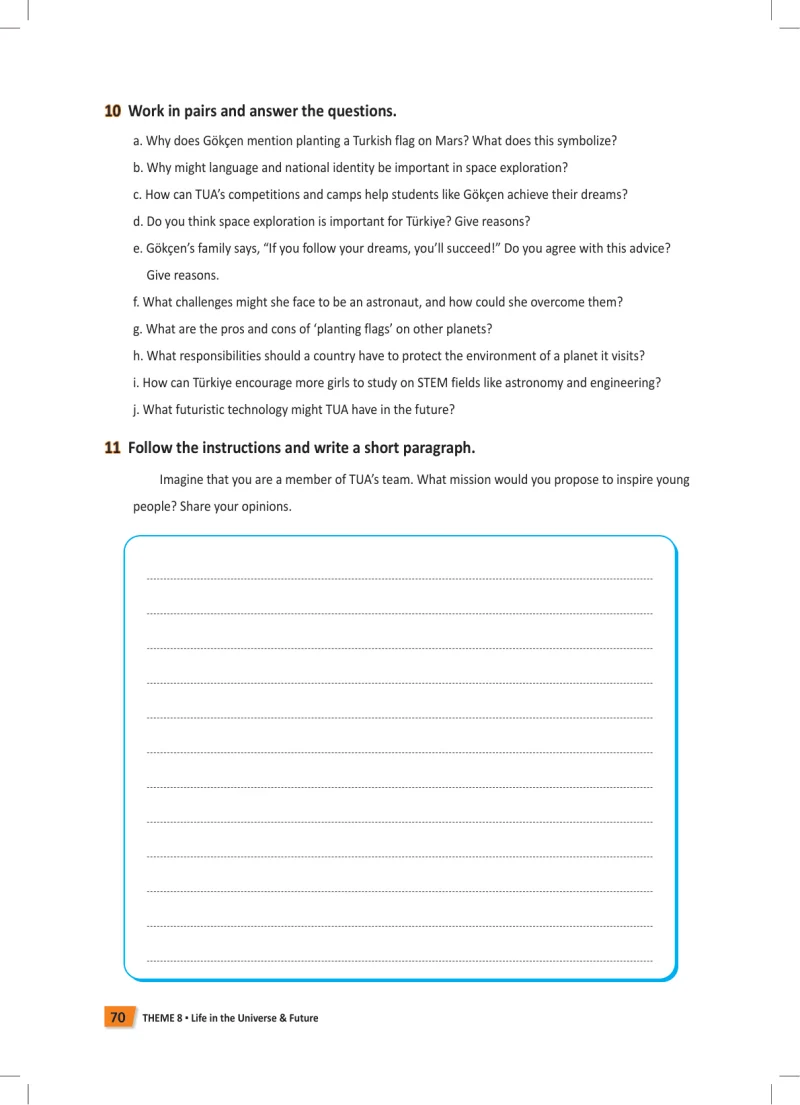 6. Sınıf İngilizce Ders Kitabı Cevapları Meb Yayınları Work Book Sayfa 70