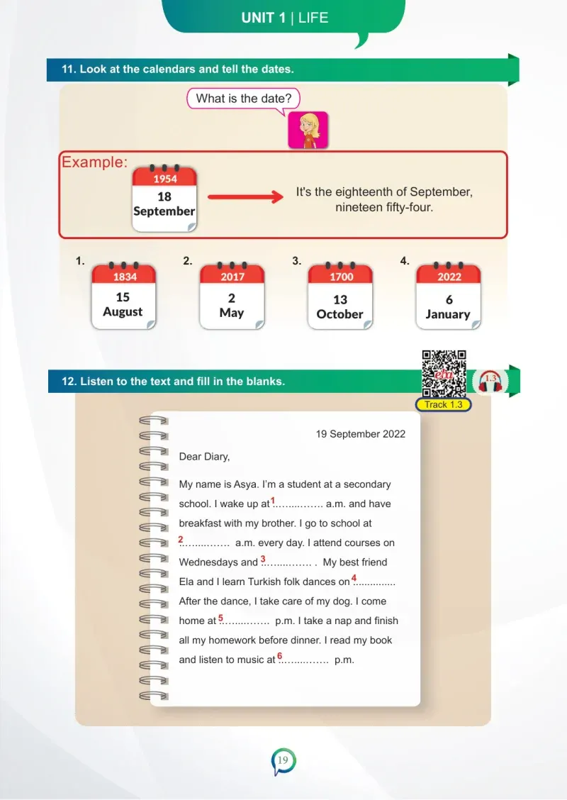 6. Sınıf İngilizce Ders Kitabı Cevapları Meb Yayınları Sayfa 19