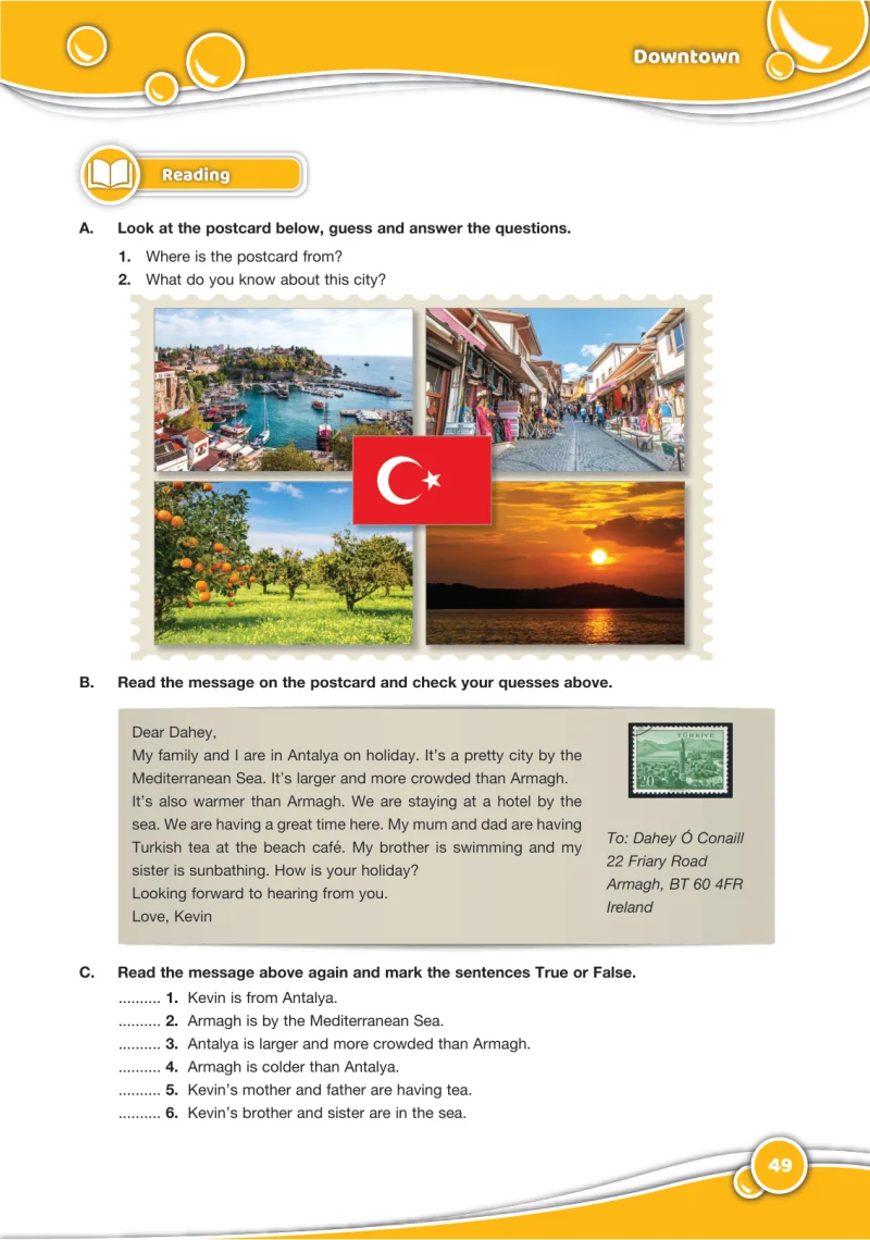 6. Sınıf İngilizce Ders Kitabı Cevapları Özgün Yayınları Sayfa 49
