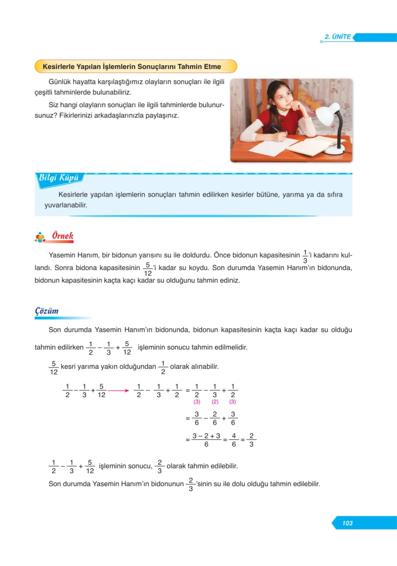6. Sınıf Matematik Ders Kitabı Cevapları Ata Yayınları Sayfa 103